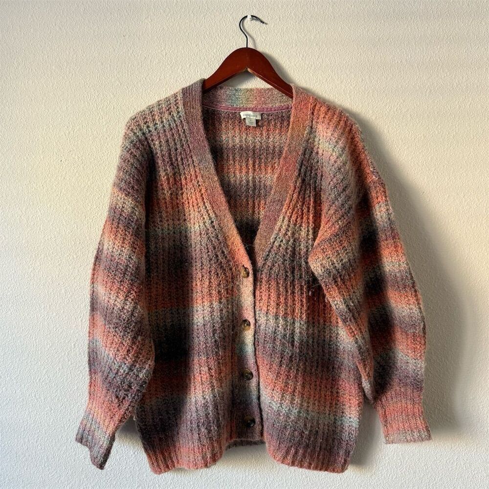 Sundance Northern Lights Alpaca Blend Cardigan L Striped Sweater Cozy Hippie